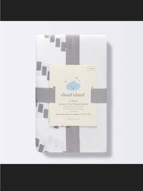 NEW cloud island Gray & White Jersey Crib Sheets - 2 Pack